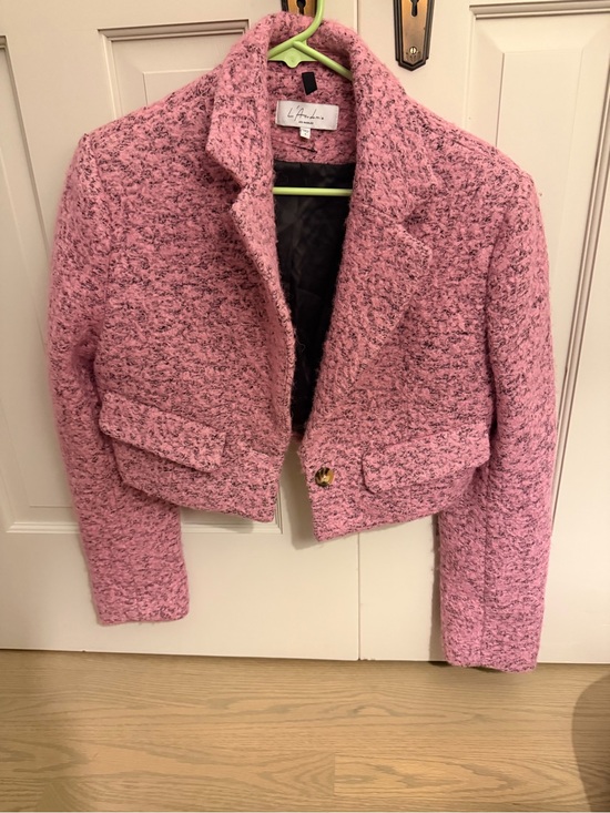 L'Academie Jackets & Blazers - L'ACADEMIE Eira Cropped Blazer in Pink & Black Multi